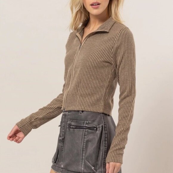 Carla Striped Zip-Up Knit Top - Picture 8 of 9